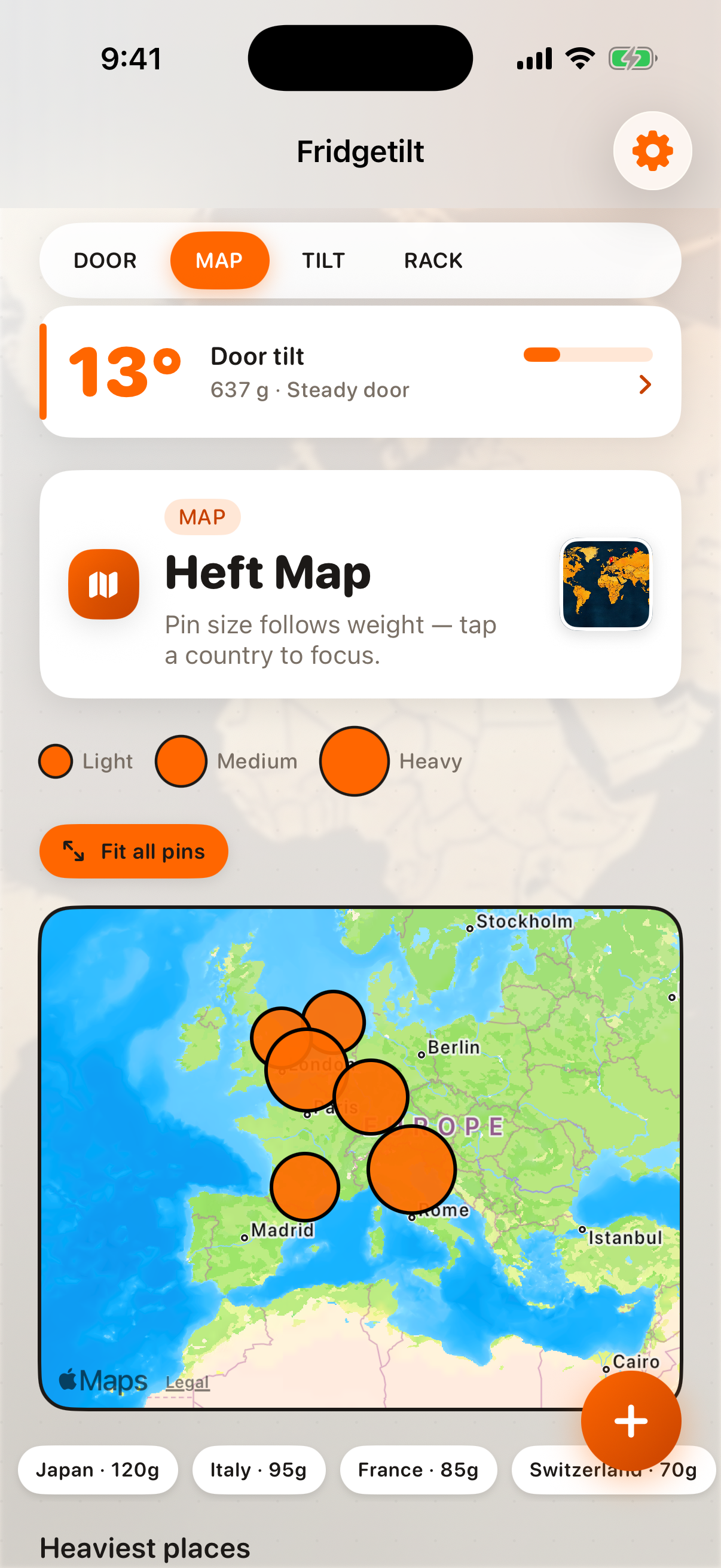 Heft Map screen